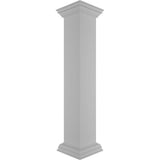 Ekena Millwork Plain 48 in. x 8 in. White Box Newel Post with Peaked Capital and Base Trim (Installation Kit Included)