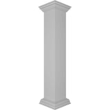 Ekena Millwork Plain 48 in. x 8 in. White Box Newel Post with Peaked Capital and Base Trim (Installation Kit Included)