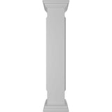 Ekena Millwork Straight 48 in. x 8 in. White Box Newel Post with Panel, Peaked Capital and Base Trim (Installation Kit Included)