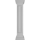 Ekena Millwork Straight 48 in. x 8 in. White Box Newel Post with Panel, Peaked Capital and Base Trim (Installation Kit Included)