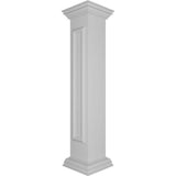 Ekena Millwork Straight 48 in. x 8 in. White Box Newel Post with Panel, Peaked Capital and Base Trim (Installation Kit Included)
