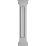 Ekena Millwork Straight 48 in. x 8 in. White Box Newel Post with Panel, Peaked Capital and Base Trim (Installation Kit Included)