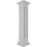 Ekena Millwork Straight 48 in. x 8 in. White Box Newel Post with Panel, Peaked Capital and Base Trim (Installation Kit Included)