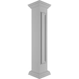 Ekena Millwork Straight 48 in. x 8 in. White Box Newel Post with Panel, Peaked Capital and Base Trim (Installation Kit Included)