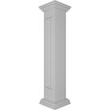 Ekena Millwork Straight 48 in. x 8 in. White Box Newel Post with Panel, Peaked Capital and Base Trim (Installation Kit Included)