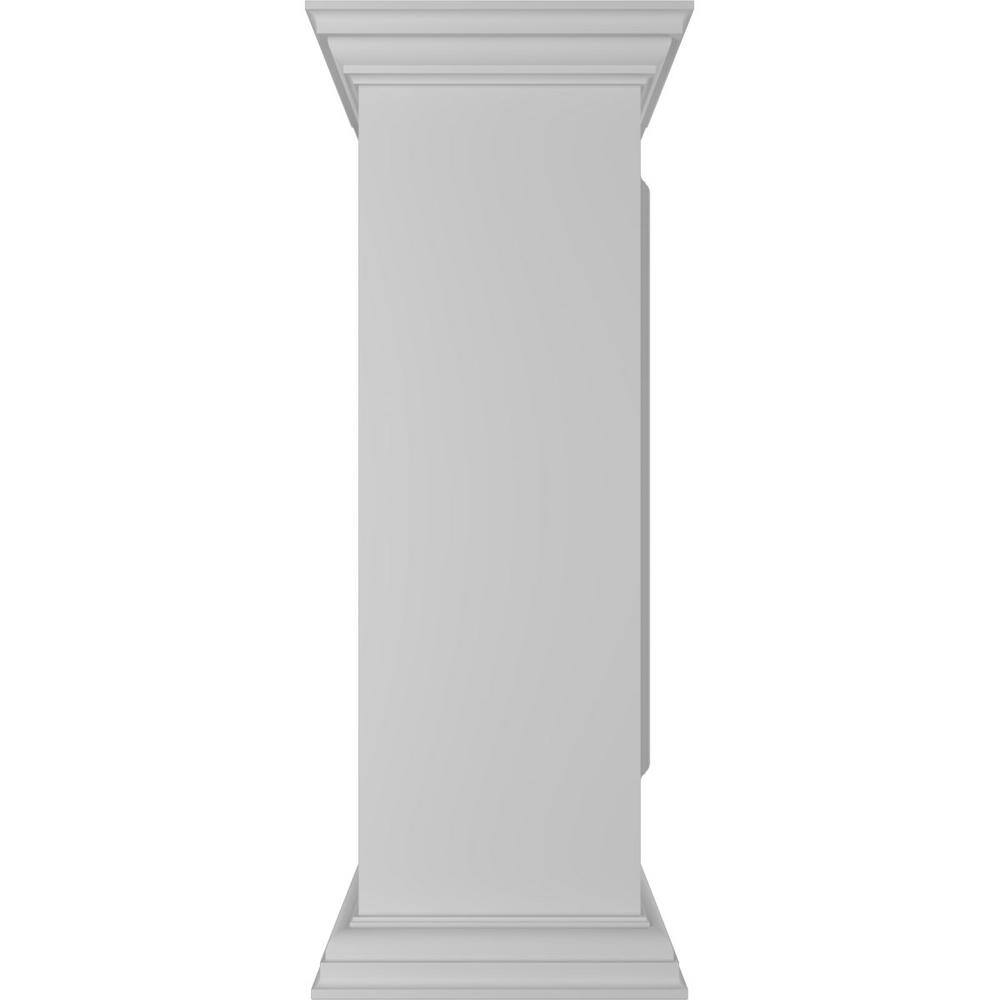 Ekena Millwork Corner 40 in. x 12 in. White Box Newel Post with Panel, Peaked Capital and Base Trim (Installation Kit Included)