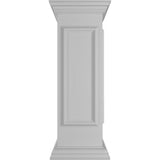 Ekena Millwork Corner 40 in. x 12 in. White Box Newel Post with Panel, Peaked Capital and Base Trim (Installation Kit Included)