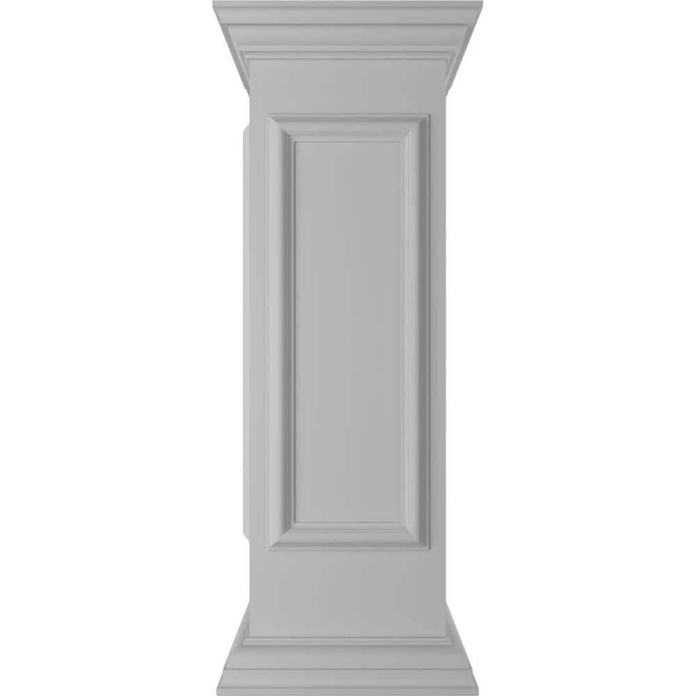Ekena Millwork Corner 40 in. x 12 in. White Box Newel Post with Panel, Peaked Capital and Base Trim (Installation Kit Included)
