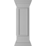 Ekena Millwork Corner 40 in. x 12 in. White Box Newel Post with Panel, Peaked Capital and Base Trim (Installation Kit Included)