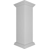 Ekena Millwork Corner 40 in. x 12 in. White Box Newel Post with Panel, Peaked Capital and Base Trim (Installation Kit Included)