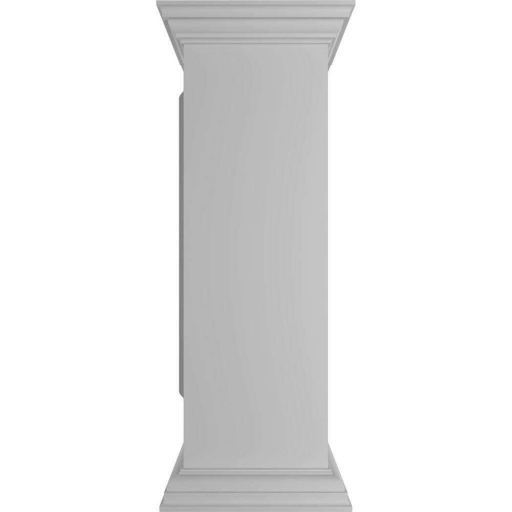 Ekena Millwork Corner 40 in. x 12 in. White Box Newel Post with Panel, Peaked Capital and Base Trim (Installation Kit Included)