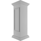 Ekena Millwork Corner 40 in. x 12 in. White Box Newel Post with Panel, Peaked Capital and Base Trim (Installation Kit Included)