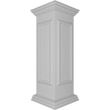 Ekena Millwork Corner 40 in. x 12 in. White Box Newel Post with Panel, Peaked Capital and Base Trim (Installation Kit Included)