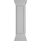Ekena Millwork Corner 48 in. x 12 in. White Box Newel Post with Panel, Peaked Capital and Base Trim (Installation Kit Included)