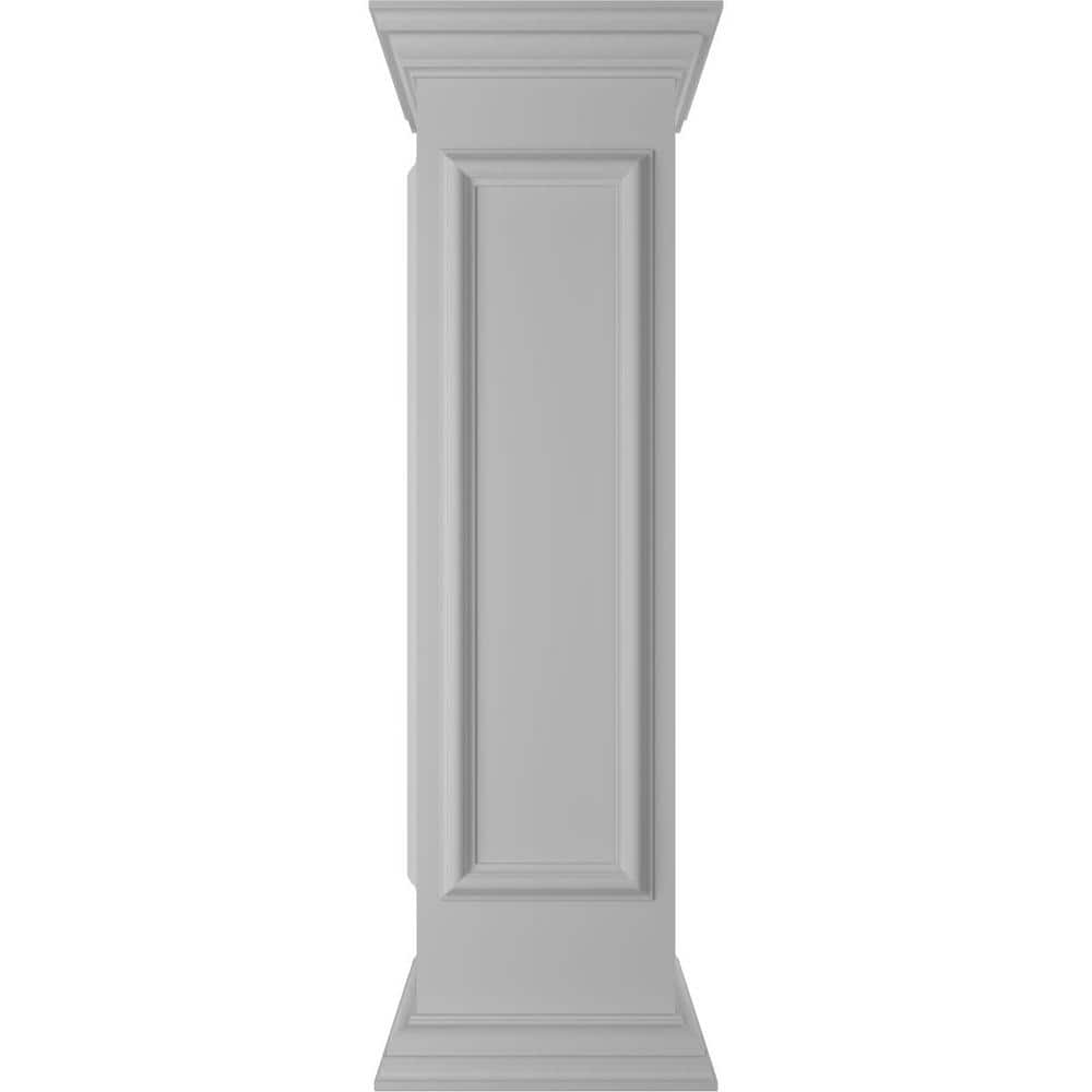 Ekena Millwork Corner 48 in. x 12 in. White Box Newel Post with Panel, Peaked Capital and Base Trim (Installation Kit Included)