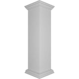 Ekena Millwork Corner 48 in. x 12 in. White Box Newel Post with Panel, Peaked Capital and Base Trim (Installation Kit Included)