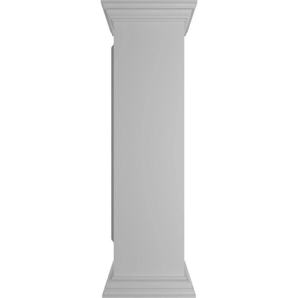 Ekena Millwork Corner 48 in. x 12 in. White Box Newel Post with Panel, Peaked Capital and Base Trim (Installation Kit Included)