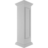 Ekena Millwork Corner 48 in. x 12 in. White Box Newel Post with Panel, Peaked Capital and Base Trim (Installation Kit Included)