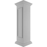 Ekena Millwork Corner 48 in. x 12 in. White Box Newel Post with Panel, Peaked Capital and Base Trim (Installation Kit Included)