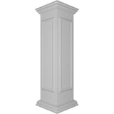 Ekena Millwork Corner 48 in. x 12 in. White Box Newel Post with Panel, Peaked Capital and Base Trim (Installation Kit Included)
