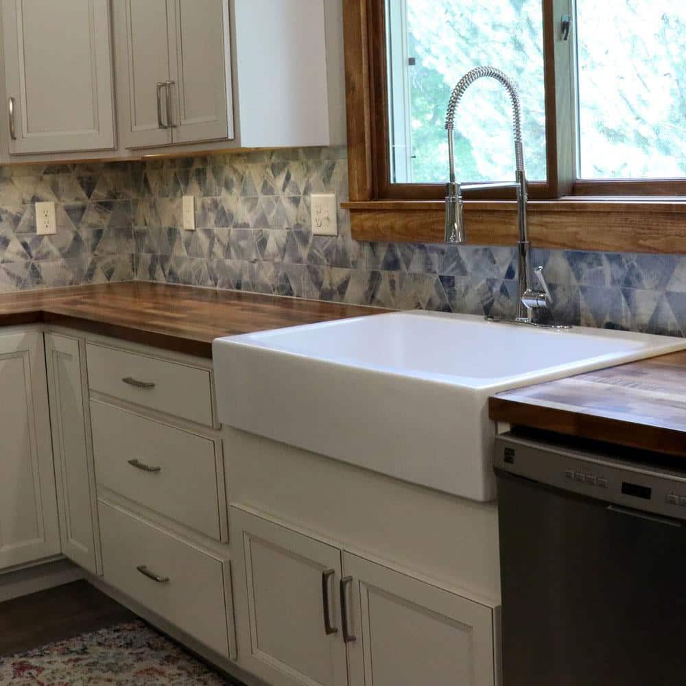 HARDWOOD REFLECTIONS 10 ft. L x 25 in. D Unfinished Walnut Solid Wood Butcher Block Countertop With Square Edge