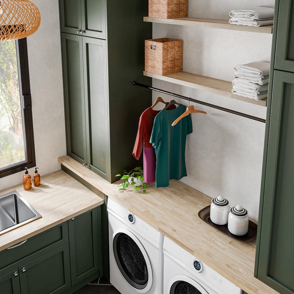 HARDWOOD REFLECTIONS 6 ft. L x 39 in. D Unfinished Hevea Solid Wood Butcher Block Island Countertop With Square Edge