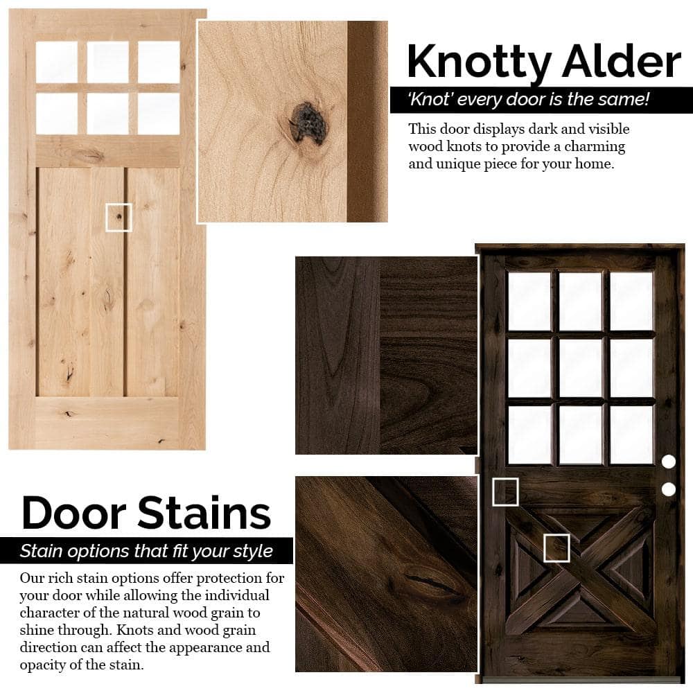 Krosswood Doors 64 in. x 80 in. Mediterranean Alder Arch Top Clear Low‑E Unfinished Wood Left‑Hand Prehung Front Door with Full Sidelites