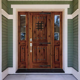60 in. x 80 in. Mediterranean Alder Sq-Top Clear Low-E Unfinished Wood Right-Hand Prehung Front Door with Half Sidelites by Krosswood Doors