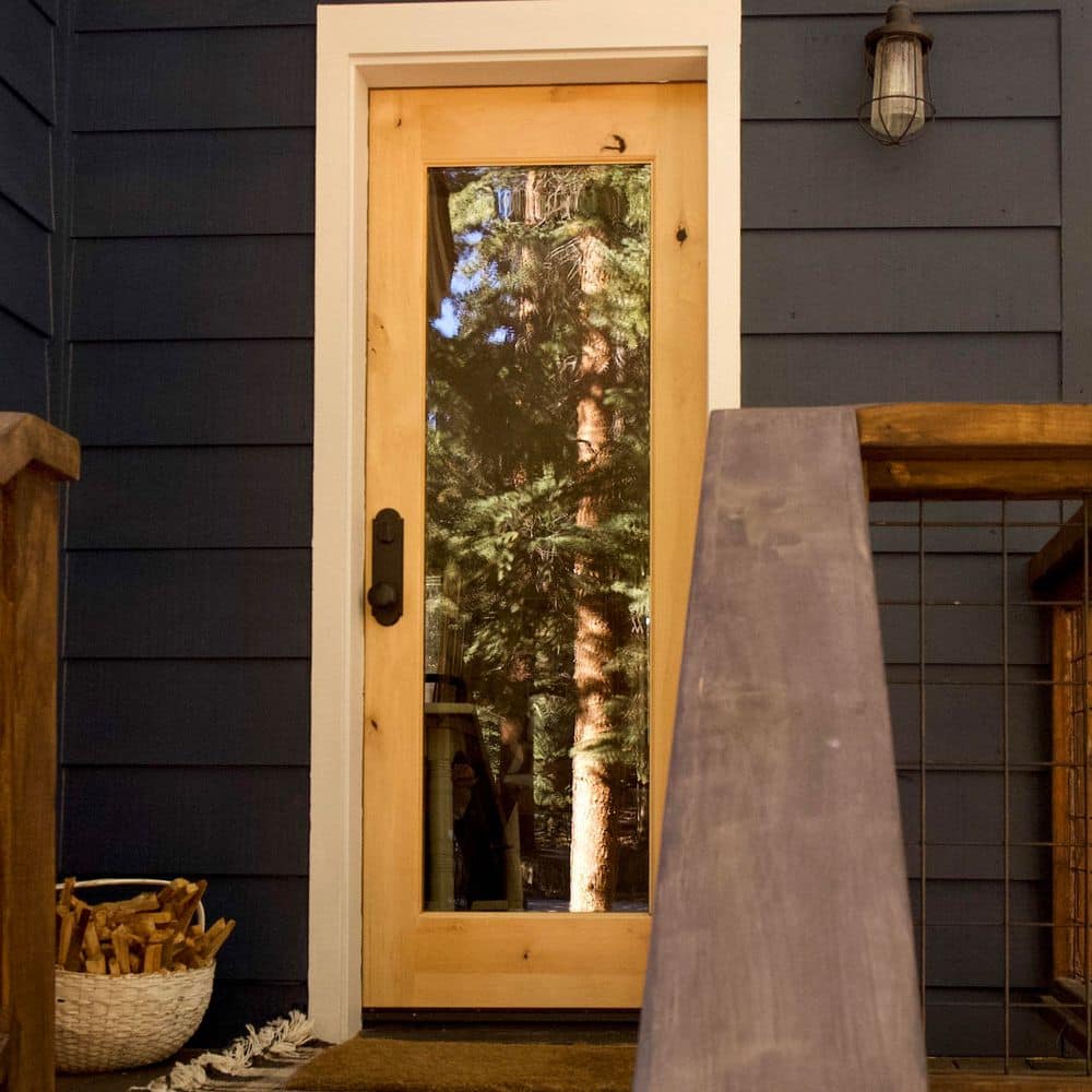 Krosswood Doors 36 in. x 80 in. Rustic Knotty Alder Full-Lite Clear Low-E Unfinished Wood Right-Hand Inswing Exterior Prehung Front Door