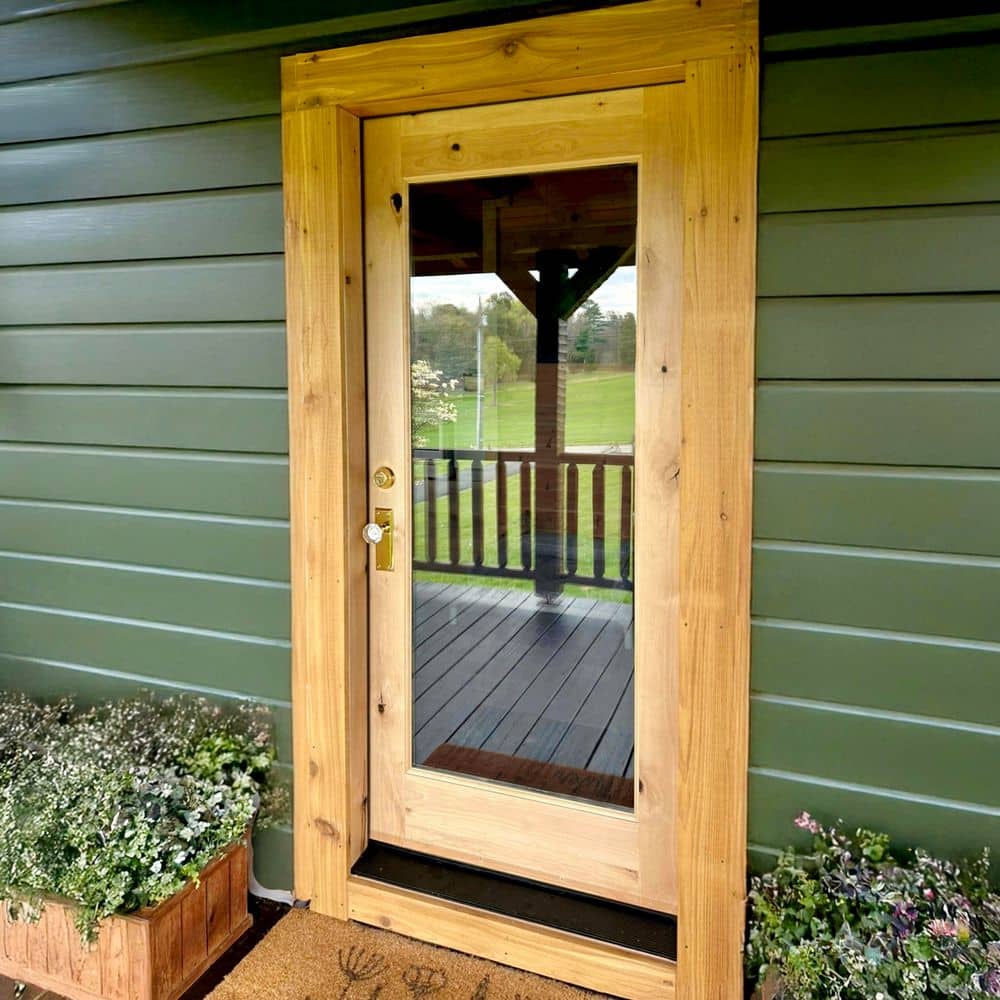 Krosswood Doors 36 in. x 80 in. Rustic Knotty Alder Full-Lite Clear Low-E Unfinished Wood Right-Hand Inswing Exterior Prehung Front Door