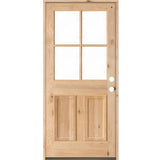 32 in. x 80 in. Knotty Alder Left Hand 4-Lite Clear Glass Unfinished Wood Prehung Front Door by Krosswood Doors