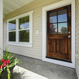 32 in. x 80 in. Knotty Alder Left Hand 4-Lite Clear Glass Unfinished Wood Prehung Front Door by Krosswood Doors