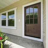 36 in. x 80 in. Krosswood Doors Knotty Alder Left-Hand/Inswing 9-Lite Arch Top V-Panel Clear Glass Unfinished Wood Prehung Front Door