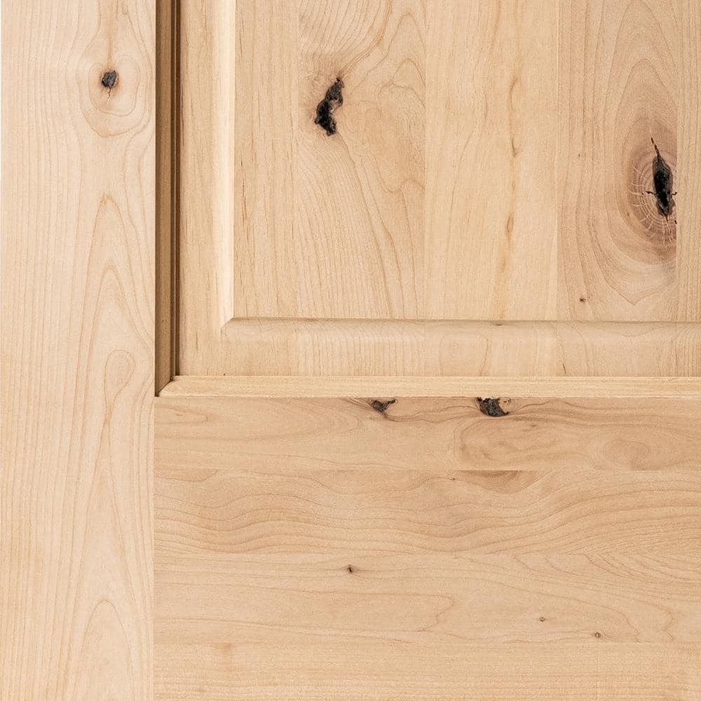 Krosswood Doors 36 in. x 96 in. Rustic Top Rail Arch 2-Panel Left-Hand Inswing Unfinished Knotty Alder Exterior Wood Prehung Front Door