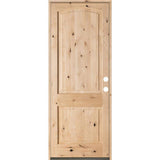 Krosswood Doors 36 in. x 96 in. Rustic Top Rail Arch 2-Panel Left-Hand Inswing Unfinished Knotty Alder Exterior Wood Prehung Front Door
