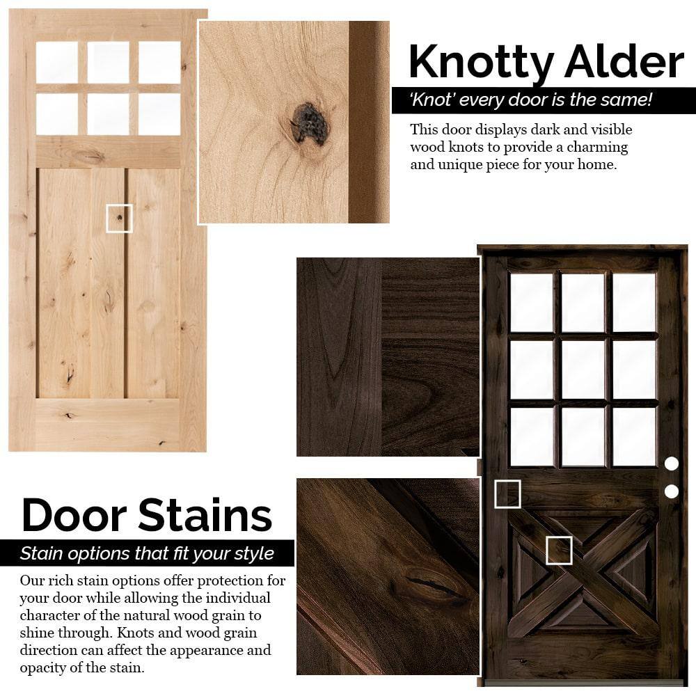 Krosswood Doors 36 in. x 96 in. Rustic Top Rail Arch 2-Panel Left-Hand Inswing Unfinished Knotty Alder Exterior Wood Prehung Front Door