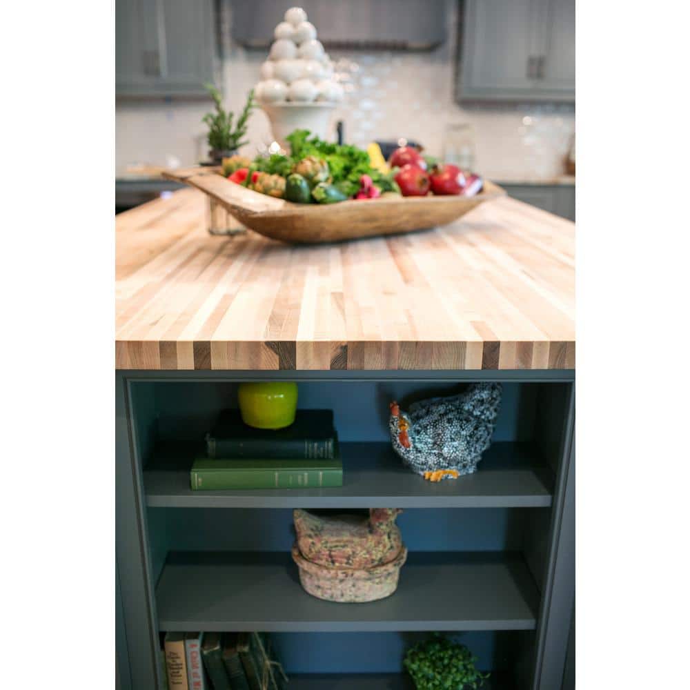 6 ft. L x 36 in. D Unfinished Maple Solid Wood Butcher Block Island Countertop With Square Edge