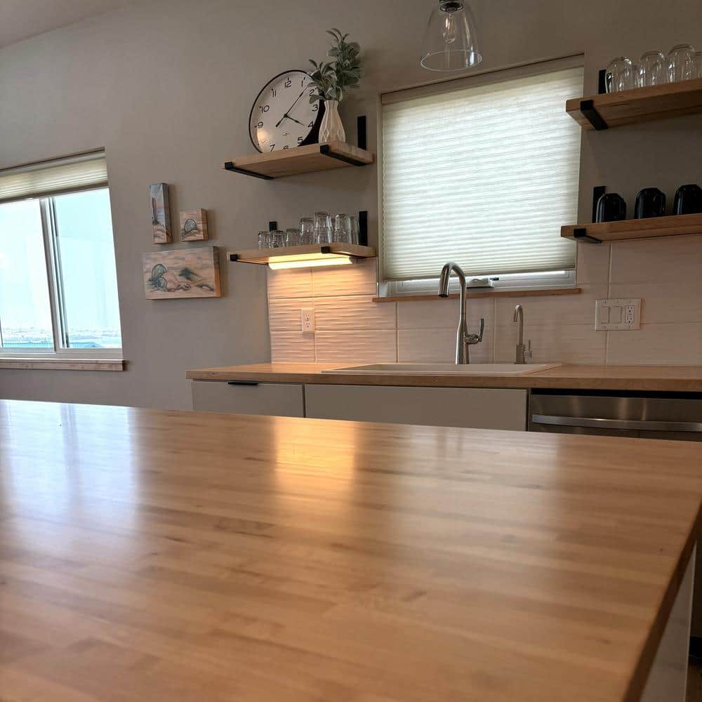 HARDWOOD REFLECTIONS 4 ft. L x 25 in. D Unfinished Maple Butcher Block Standard Countertop in With Square Edge