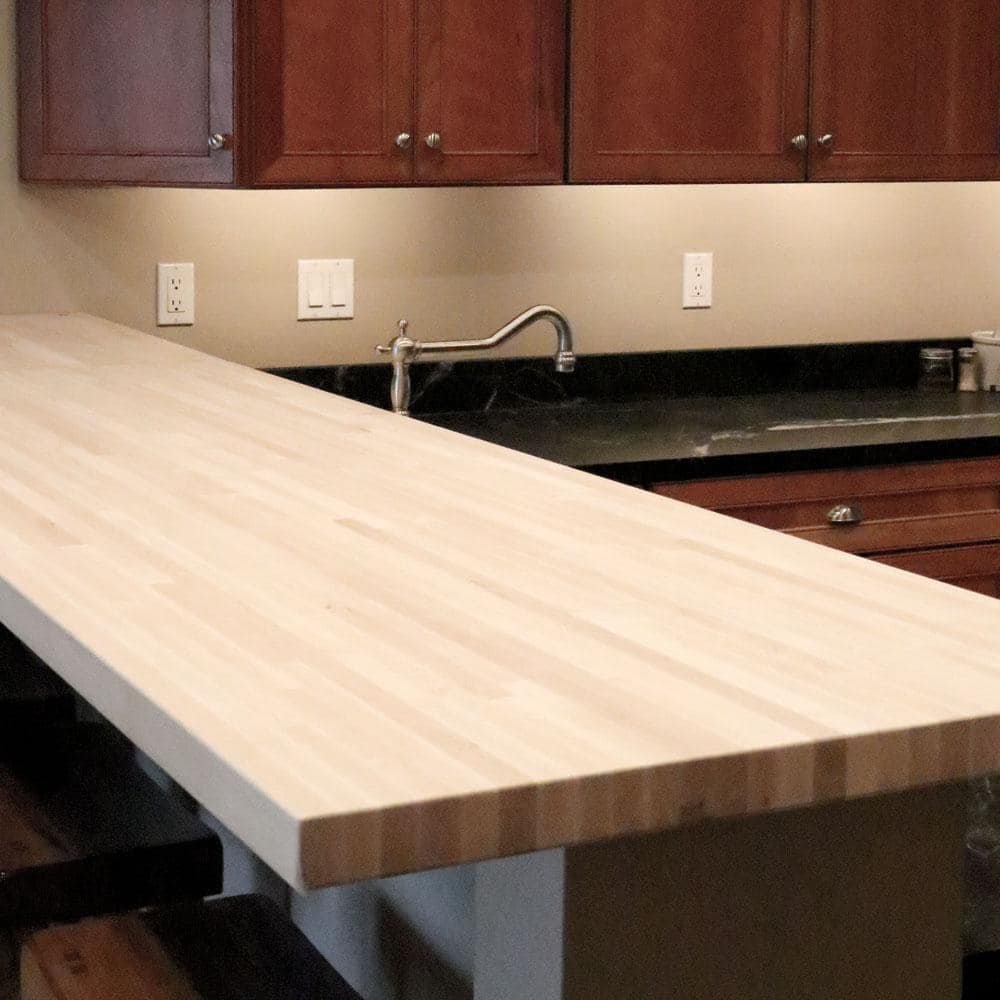 HARDWOOD REFLECTIONS 4 ft. L x 25 in. D Unfinished Maple Butcher Block Standard Countertop in With Square Edge