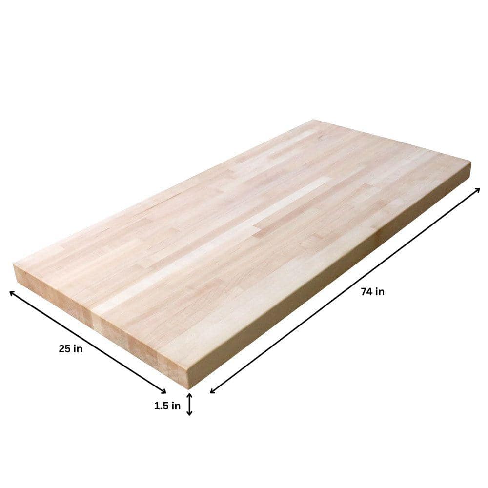 HARDWOOD REFLECTIONS 6 ft. L x 25 in. D Unfinished Maple Solid Wood Butcher Block Countertop With Square Edge
