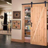 Masonite 42 in. x 84 in. Z-Bar Knotty Alder Wood Interior Sliding Barn Door Slab with Hardware Kit
