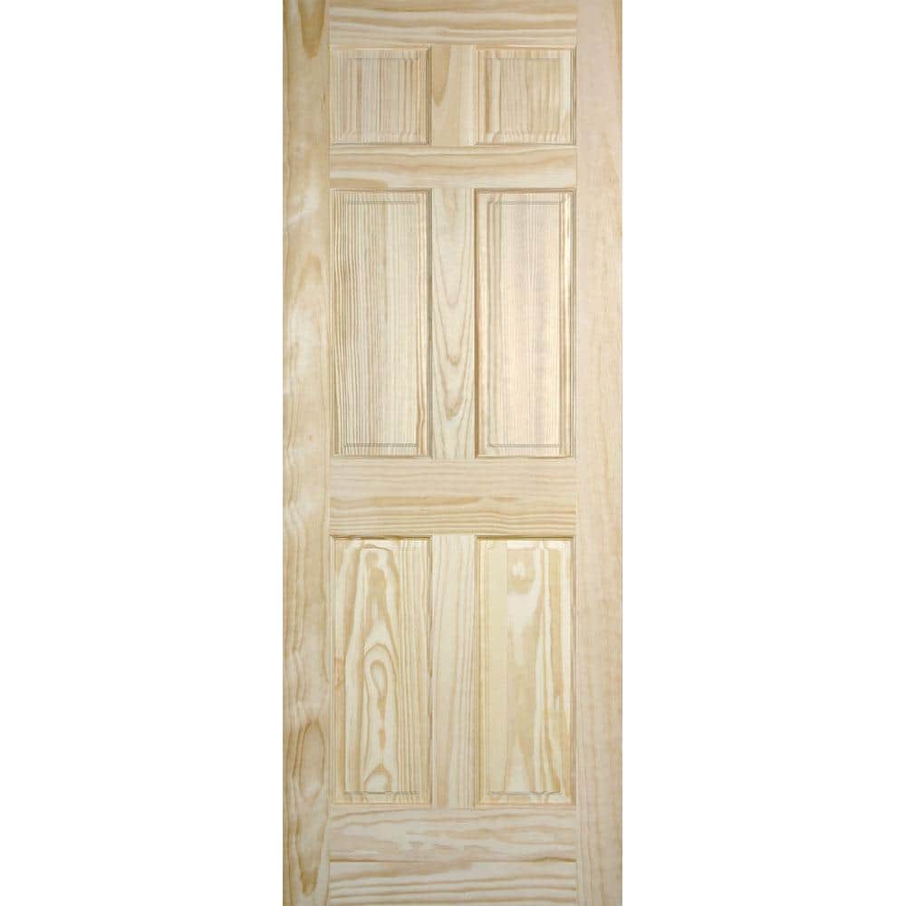 Masonite 30 in. x 80 in. Radiata Smooth 6-Panel Solid Core Unfinished Pine Interior Door Slab