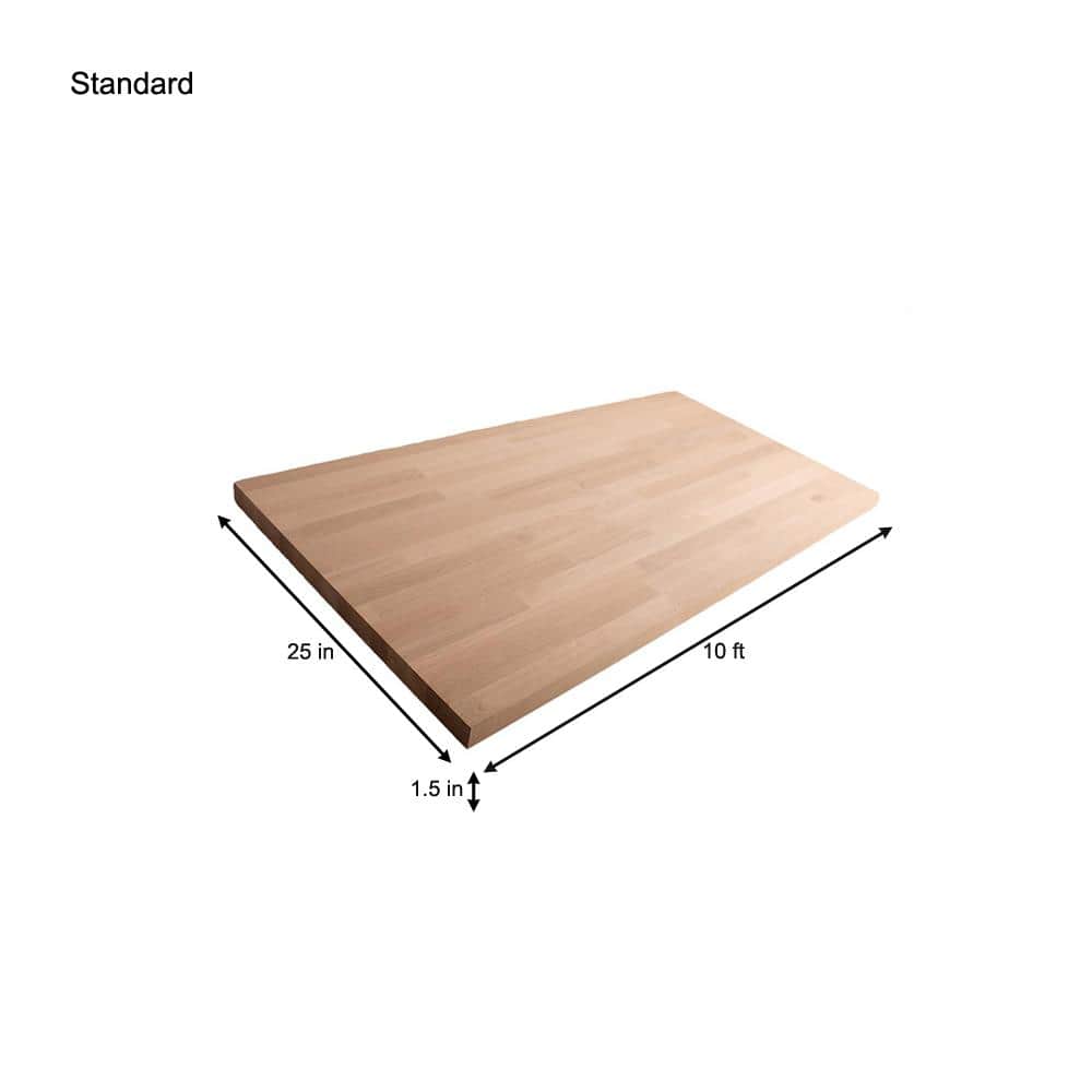 HARDWOOD REFLECTIONS 10 ft. L x 25 in. D Unfinished Oak Solid Wood Butcher Block Countertop With Eased Edge