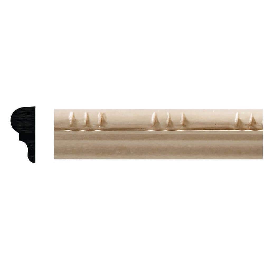 Ornamental Mouldings 5/16 in. x 11/16 in. x 96 in. White Hardwood Sausage and Bead Embossed Colonial Moulding
