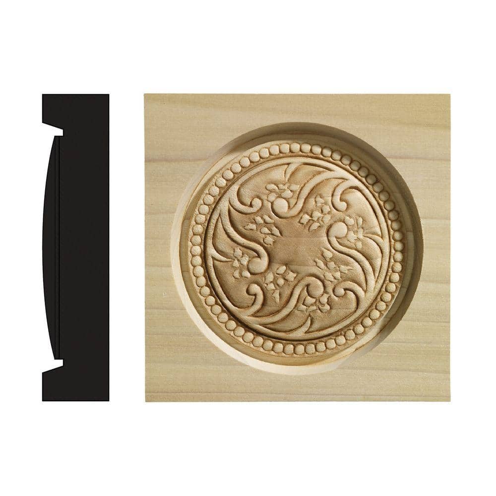 Ornamental Mouldings Whimsey Collection 1-3/16 in. x 5-1/2 in. x 5-1/2 in. White Hardwood Casing Door and Window Corner Block Moulding