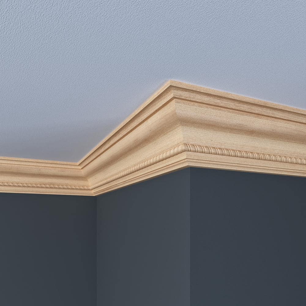 Ornamental Mouldings 1631A-8FTWHW 0.5 in. D x 3.75 in. W x 96 in. L Unfinished White Hardwood Rope Crown Moulding