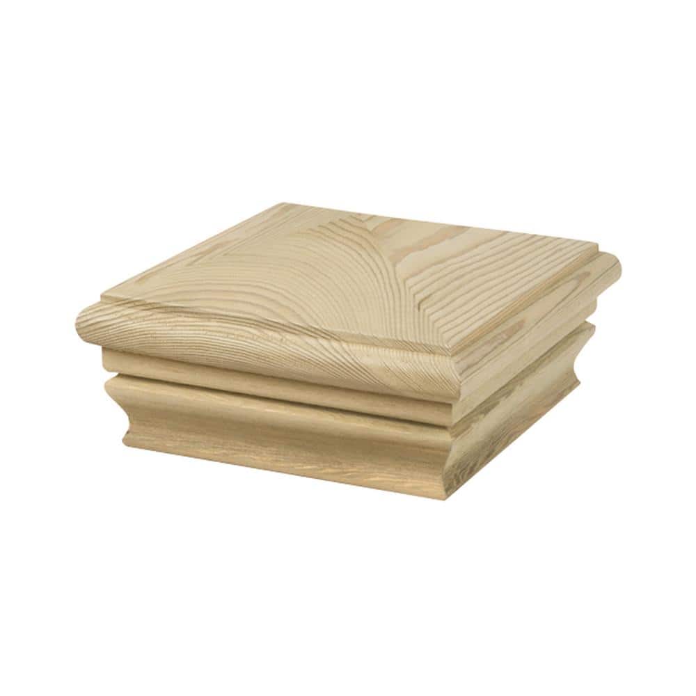 Waddell Pine Pyramid Post Cap - Fits 4 in. x 4 in. Nominal Posts - Unfinished Sanded Pine - DIY Porch and Fence Decor
