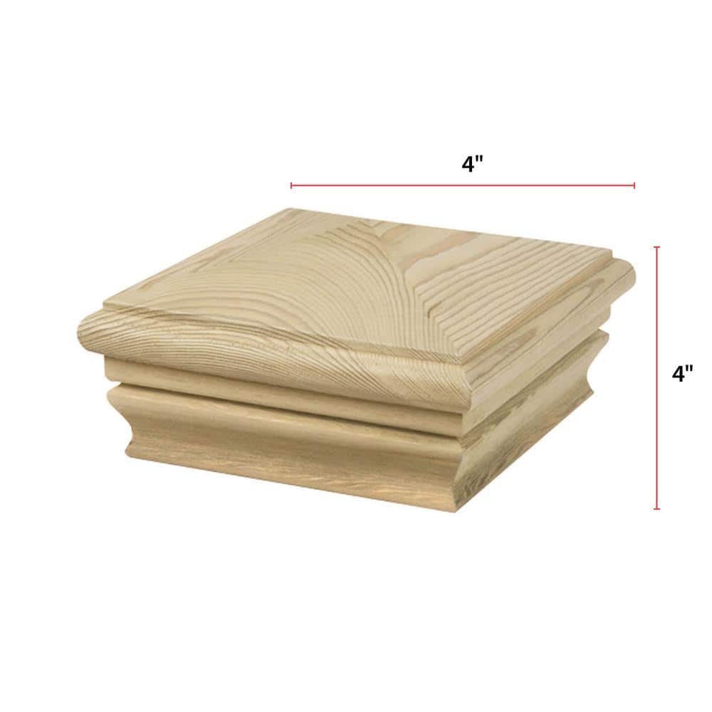 Waddell Pine Pyramid Post Cap - Fits 4 in. x 4 in. Nominal Posts - Unfinished Sanded Pine - DIY Porch and Fence Decor