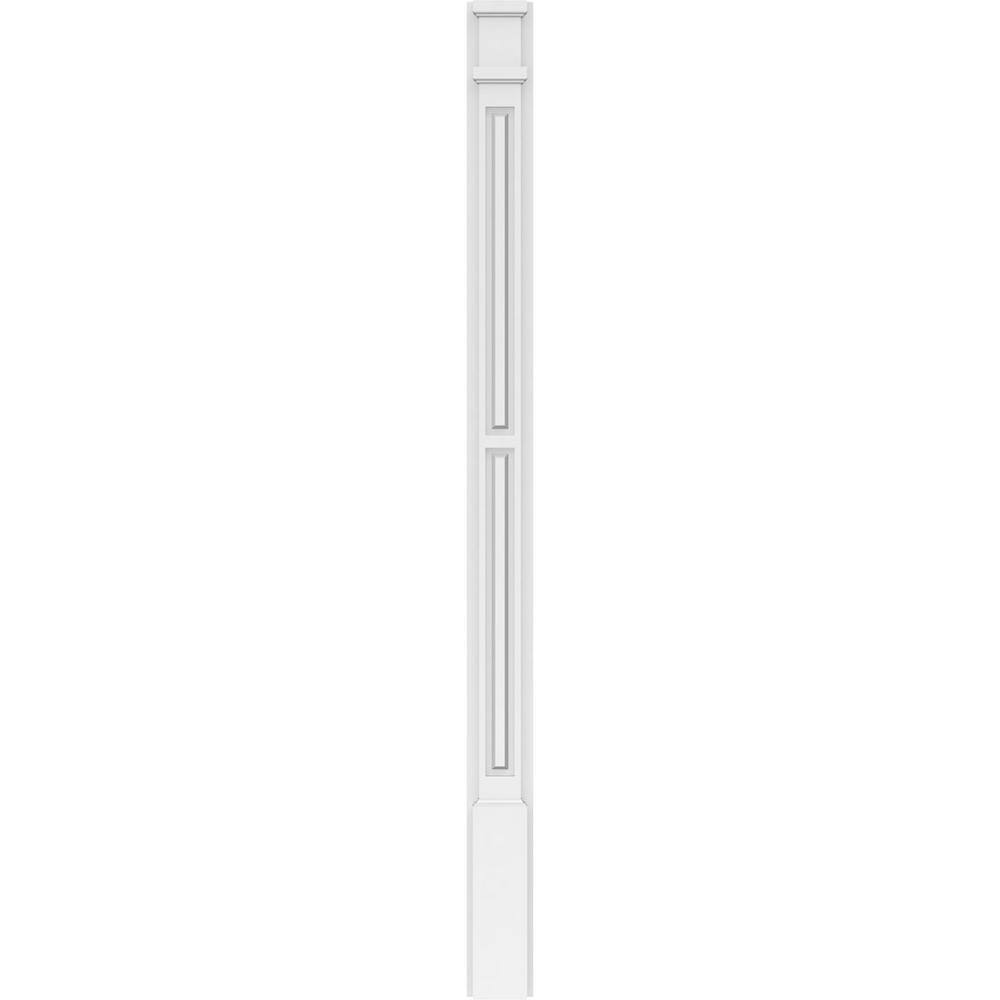 Ekena Millwork 2 in. x 4 in. x 60 in. 2-Equal Raised Panel PVC Pilaster Moulding with Decorative Capital and Base (Pair)