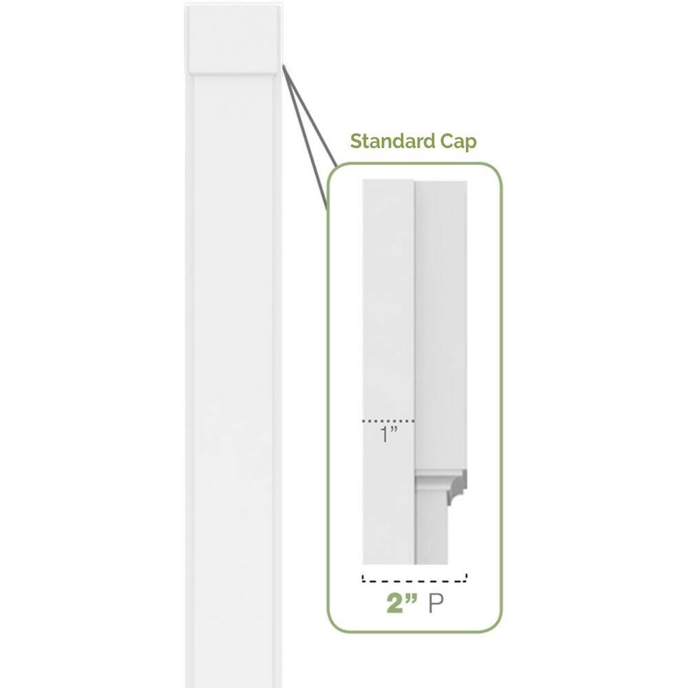 Ekena Millwork 2 in. x 4 in. x 82 in. 2-Equal Raised Panel PVC Pilaster Moulding with Standard Capital and Base (Pair)